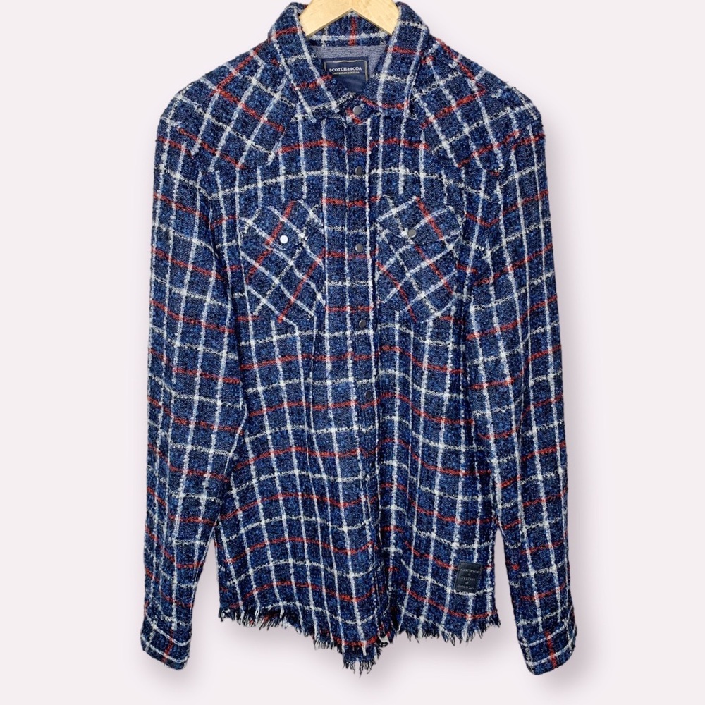Scotch & Soda Blue and Red Plaid Casual Button Down Shirt